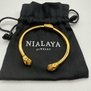 NIALAYA Men's Golden Skull Bangle
